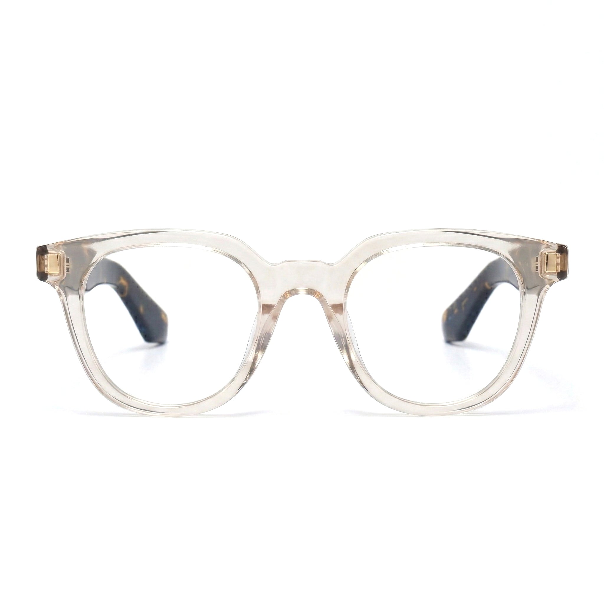Encore Finesse glasses closeup front view in champagne gold frames