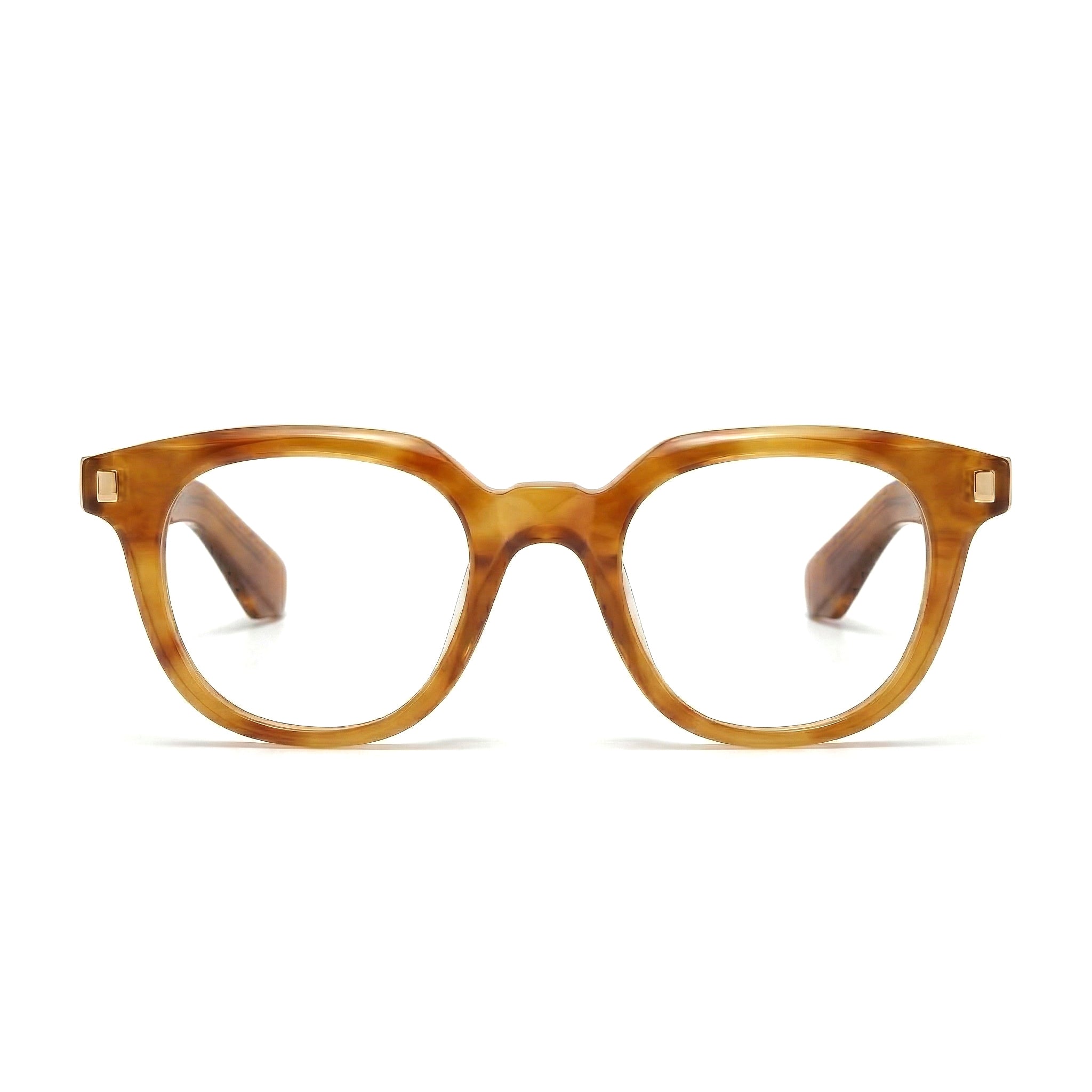 Encore Finesse glasses closeup front view in light brown gold frames