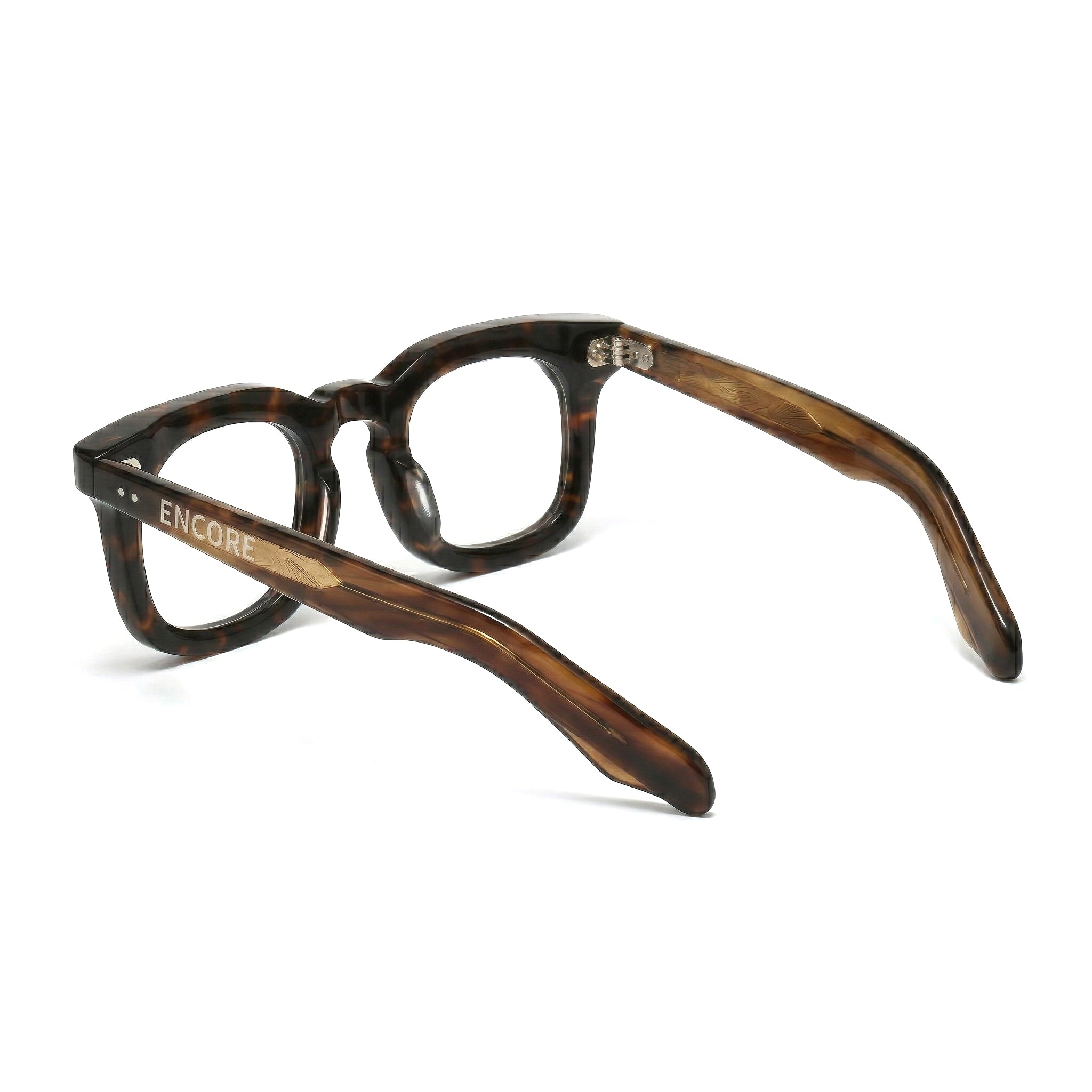 Encore Imperial glasses closeup side view in tortoiseshell golden frames