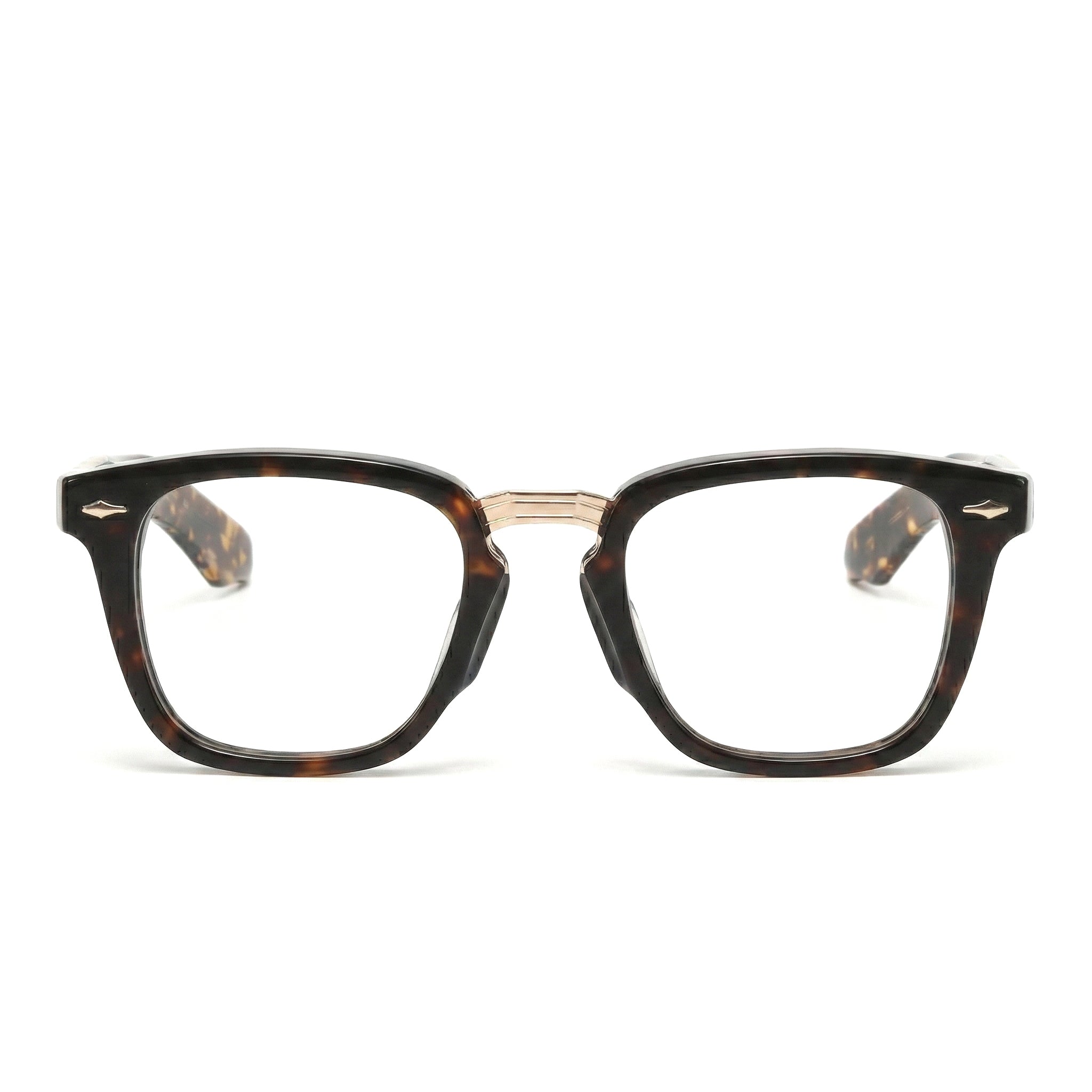 Encore Majestic glasses closeup front view in tortoiseshell golden frames