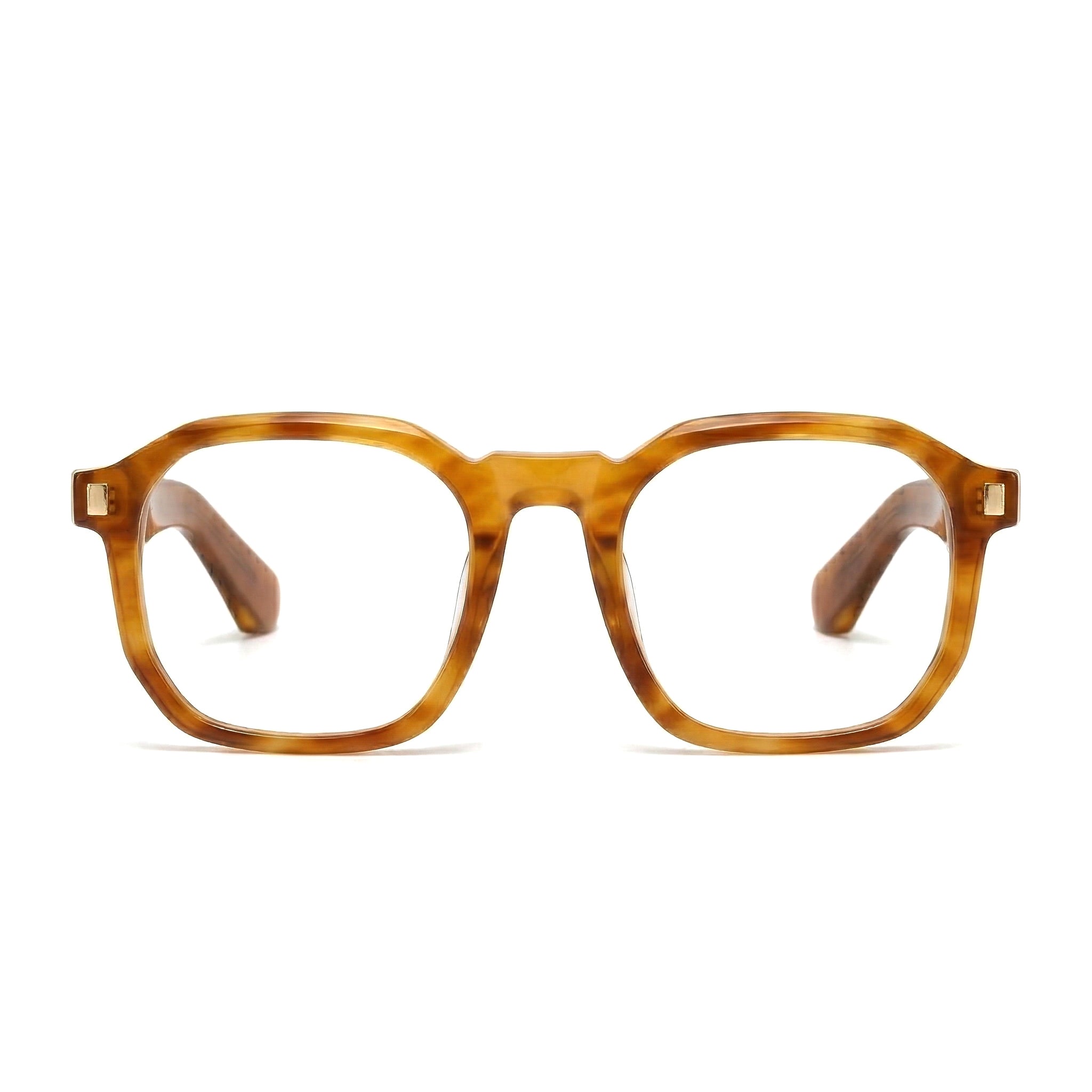 Encore Splendor glasses closeup front view in light brown gold frames