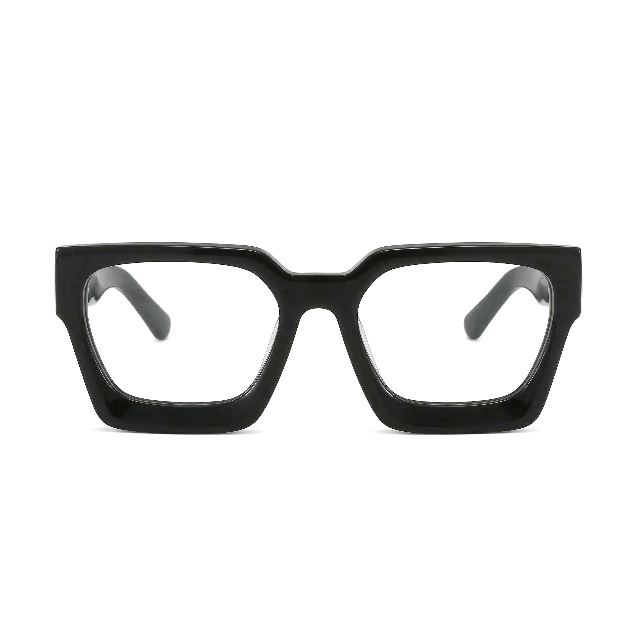 Encore Supreme glasses closeup front view in black frames