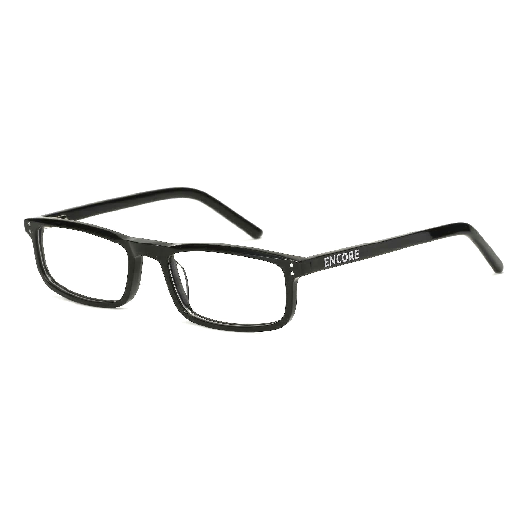 Encore Zenith glasses closeup 45-degree view in black frames