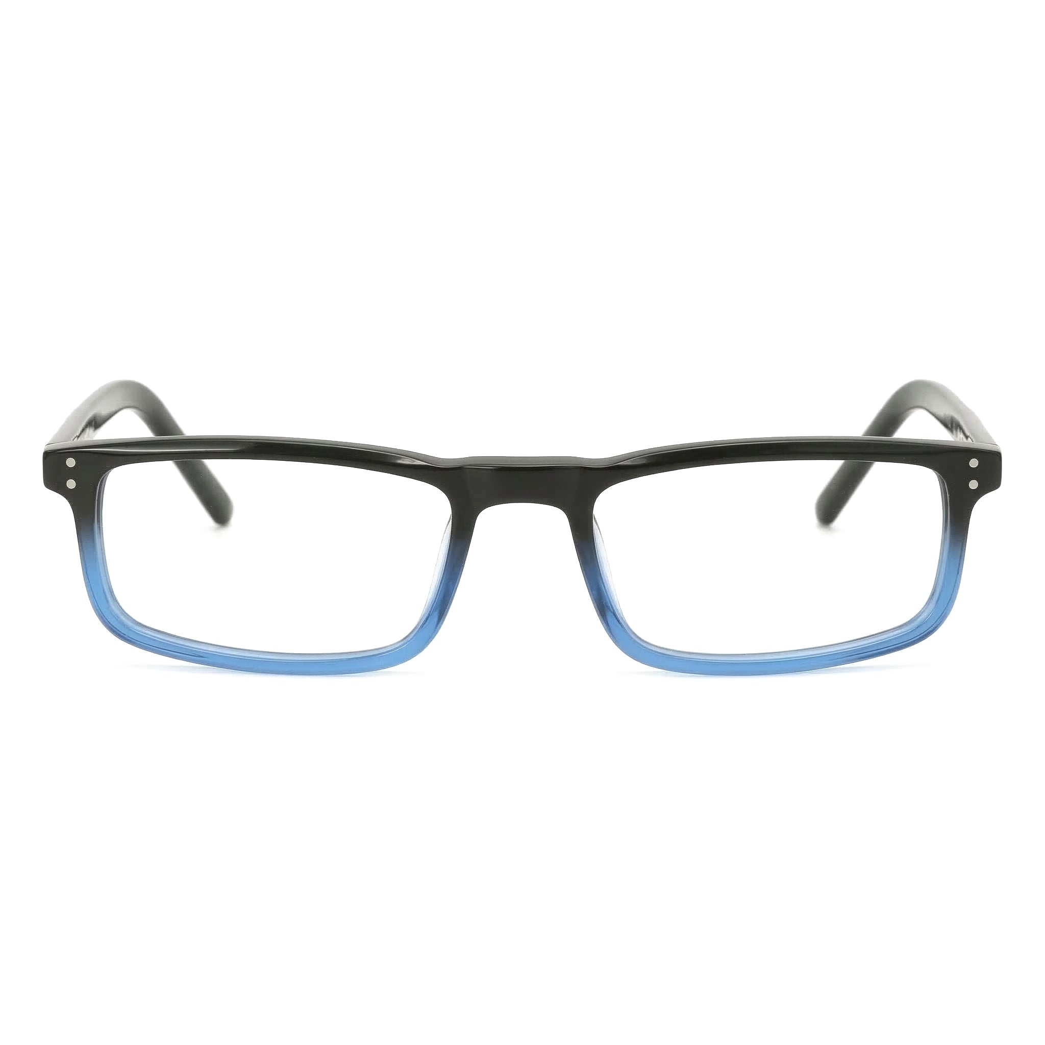 Encore Zenith glasses closeup front view in blue frames