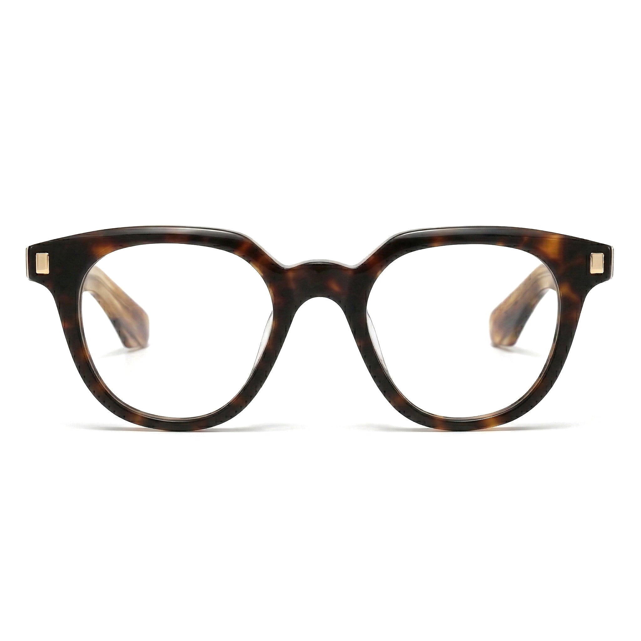 Encore Finesse glasses closeup front view in hawksbill gold frames