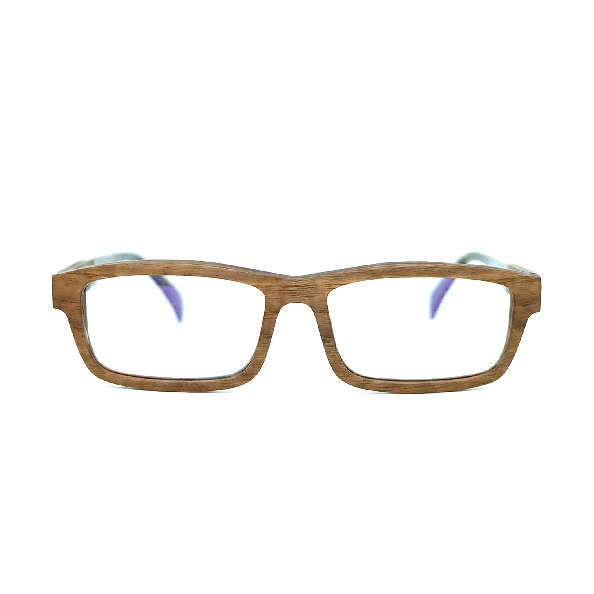 Encore Legacy glasses closeup front view in black walnut wood frames