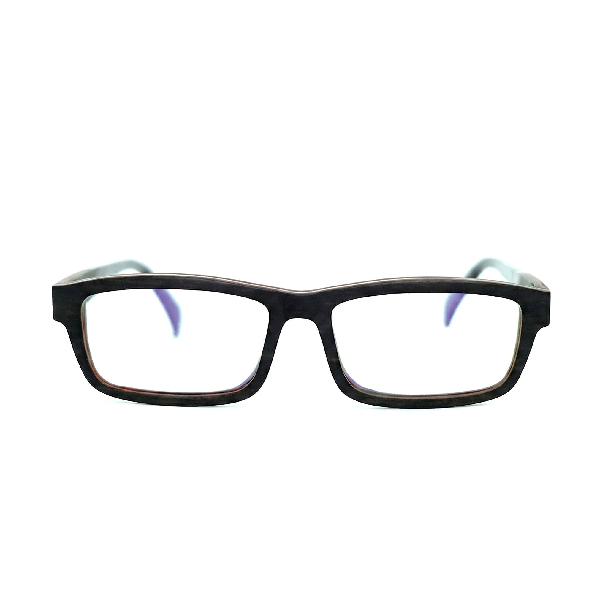 Encore Sovereign glasses closeup front view in ebony wood frames