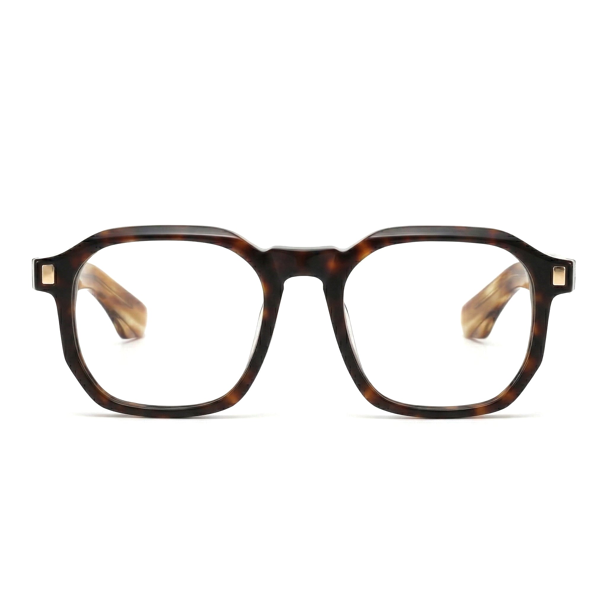 Encore Splendor glasses closeup front view in hawksbill gold frames
