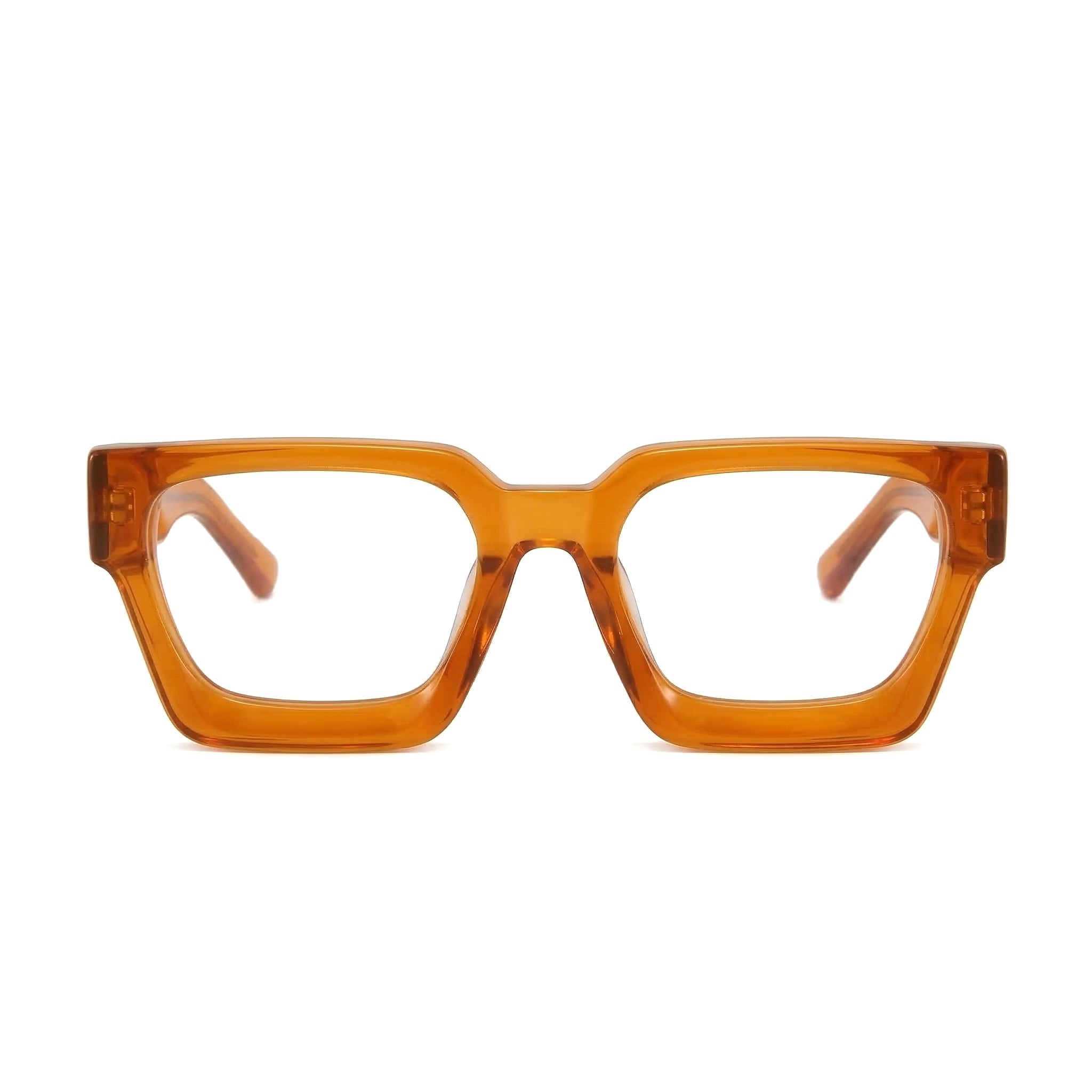 Encore Supreme glasses closeup front view in orange frames