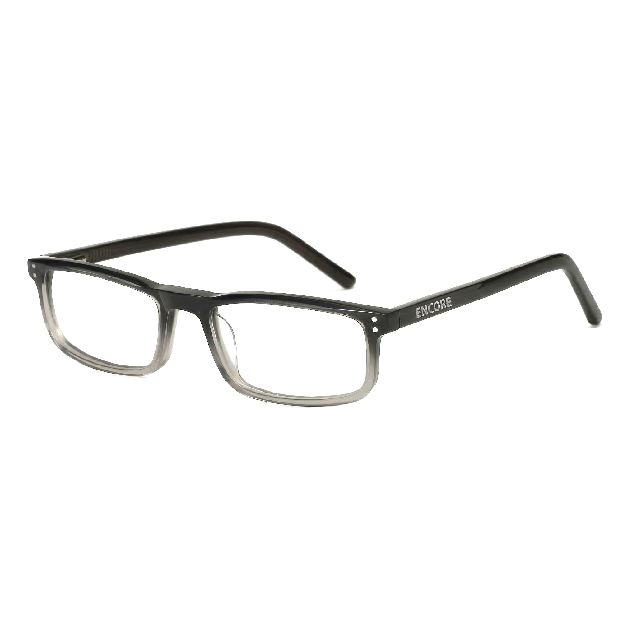Encore Zenith glasses closeup 45-degree view in gray frames
