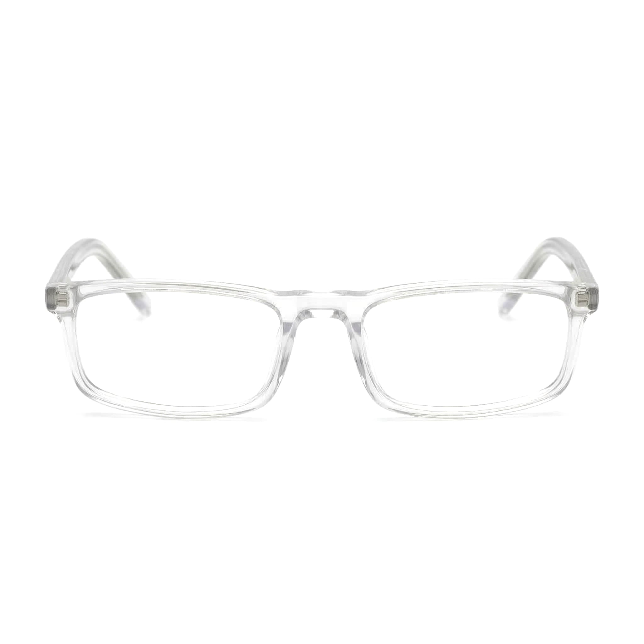 Encore Zenith glasses closeup front view in transparent frames